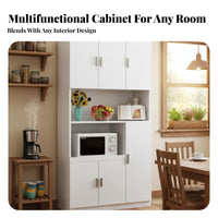 Microwave Stand Cabinet Multi-Functional Microwave Stand with Cabinet Large Capacity Kitchen Storage Hutch for Homeowners, Dining Room, Home Office