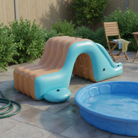 Inflatable Pool with Slide Family Size Kids Swimming Pool with Inflatable Aquatic Play Area Center for Outdoor, Patio