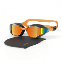 Mirrored Swim Goggles with Swim Cap Sleek Eyewear Adjustable for Athletes