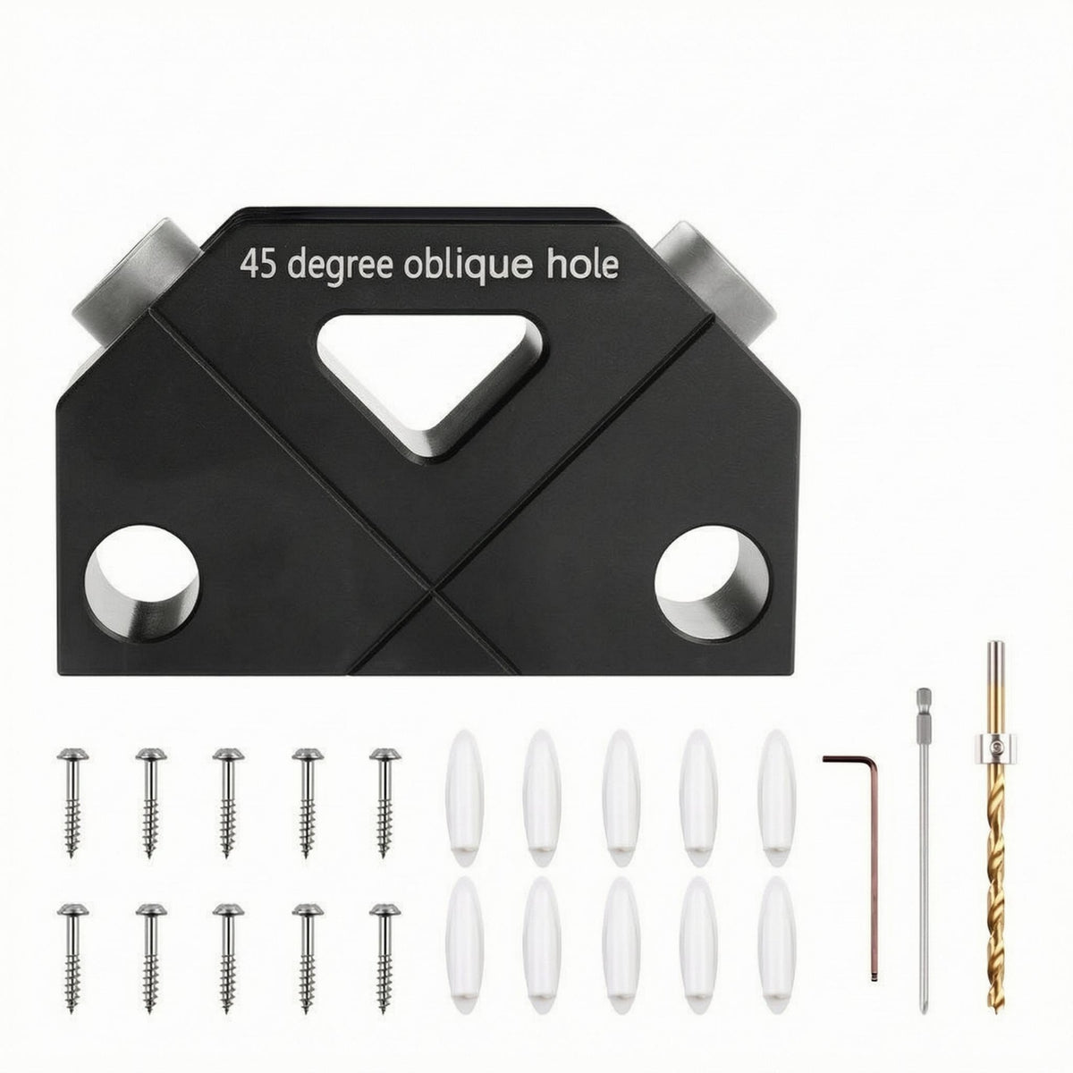 Triangular Opening 45 Degree Oblique Hole Jig Compact 45 Degree Drill Guide Jig Black Angle Drill Guide Exact Alignment for Woodworkers, Carpenters
