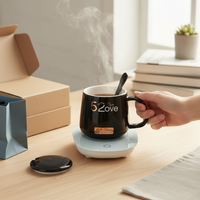 55°C Smart Mug Warmer with Ceramic Milk Mug, Automatic Constant Temperature Heating Coaster