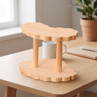Solid Wood Display Stand for Collectibles, Figurines, and Small Plants - Tiered Desktop Organizer