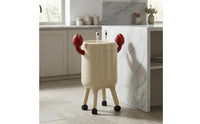 Compact Rolling Trash Bin Wheeled Covered Trash Bin Rounded Cylindrical Waste Basket Glossy