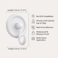 Strong Adhesive Wall Hooks No Drill, Traceless Sticky for Kitchen Storage Heavy Duty Homeowners Organizer, 5kg Weight Capacity