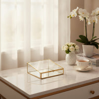 Transparent Jewelry Box with Glass Panels Clear Geometric Display Box Modern Jewelry Display Case Elegant for Dresser