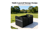 Reinforced Panels Foldable Trunk Organizer Side Pockets Car Trunk Storage Box Carry Handles Collapsible Car Organizer Stitched Seams