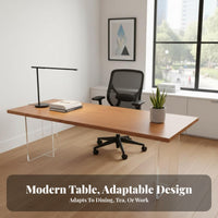 Floating Wood Slab Table Transparent Legs Dining Surface Modern Aesthetic Home Furnishing for Homeowners, Remote Workers, Living Room, Open-Plan Space