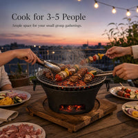 German Cast Iron Charcoal Grill for Indoor/Outdoor Use - Teapot Warmer & BBQ Fire Pit