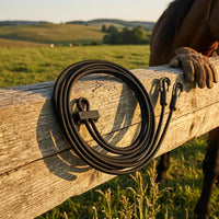 Snap Hooks Braided Rope Rein Black Equestrian Reins Flexible Bridle Accessory Round Profile