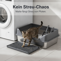Stainless Steel Cat Litter Box with Anti-Splash Hood and Litter Mat