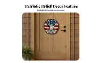 Independence Day Wooden Decor Indoor Outdoor Independence Day Wall Decoration Easy to Hang American Flag Door Hanger for Porch, Farmhouse, Living Room