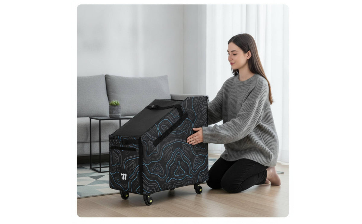 Two Wheeler Storage Box Portable Bike Organizer with Wheels Heavy Sturdy Bike Travel Case for Commuters, Car Trunk, Road Trips
