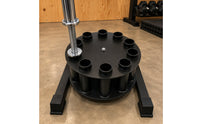Matte Black Rotating Barbell Rack Compact Metal Barbell Storage Rack Industrial Space-Saving Design