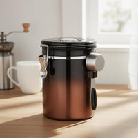 Single-Way CO2 Valve Coffee Bean Storage Container Multipurpose Stainless Steel Coffee Canister Freshness Lock Stainless Steel Canister Date Tracker for Kitchen Counter, Pantry