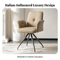 Ergonomic Back Support Upholstered Swivel Chair Modern Outline Armchair Thick Padded Cushioning Living Room Furniture Sturdy Frame for Office Workers, Homeowners, Readers, Study, Bedroom, Reading Nook, Lounge Area