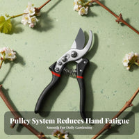 Blade Pulley Pruning Shears Clean Cut Labor Saving Branch Cutter Ergonomic Grip for Seniors, Women, Orchard, Landscaping, Yard Work