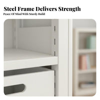 Minimalist Design Multi-Tier Bookshelf with Drawers Large Capacity Bookshelf with Drawers Stable & Sturdy Bookcase Space-Saving for Students, Book Lovers, Homeowners, Study Room, Library, Bedroom