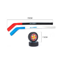 Children's Hockey Stick Toy Angled Shape Hockey Stick Toy Puck Piece Curved Handle Printed Text