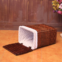 Large Woven Laundry Hamper with Lid - Fabric Storage Basket for Bedroom & Bathroom