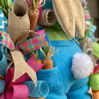 Easter Bunny Wreath Festive Atmosphere Bunny Ribbon Wreath Multi-Layered Ribbons Spring Door Decoration for Homeowners, Porch, Living Room, Fireplace