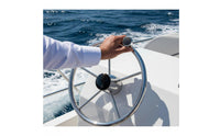 Boat Steering Wheel with Turning Knob Polished Finish Stainless Steel Steering Wheel Finger Grips for Pontoon