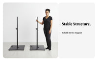 Stable Base Adjustable Speaker Stand Anti-Slip Feet Studio Monitor Floor Stand Safety Lock Floor Speaker Mount Cable Management Hole for Audio Professionals, DJs, Musicians, Events, Stage, Home Theater
