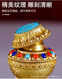 Fuhuiyuan Copper Alloy Miniature Treasure Vase with Lotus Design
