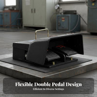 Momentary Action Double Pedal Foot Switch Self-Resetting Industrial Machine Foot Switch Hands-Unrestricted Operation Electrical Component Safety Guard for Metalworkers, Technicians, Workshop, Workshops, Factories, Factory