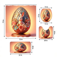 Easter Shower Curtain and Rug Set Waterproof Washroom Decor Set Festive Design for Gift Donors, Homeowners, Home Decoration, Restroom