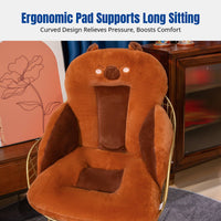 Capybara Animal Chair Cushion, Thick Plush Office Seat Pad, Ergonomic Backrest, Winter Comfort, Cute Cartoon Design