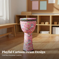 children's Cartoon Djembe Easy to Play Hand Drum Sturdy Percussion Instrument for Beginners, Music Lovers, Rehearsal Learning, Parties