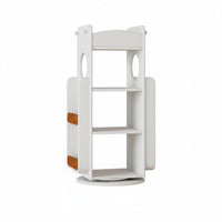 360-Degree Rotation Rotating Book Shelf Solid Wood Construction Revolving Book Shelf Space-Saving Design Bookshelf Large Capacity for Children, Students, Playroom, Living Room, Small Areas, Apartment