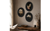 3 Pieces Framed Oval Wall Decor Decorative Abstract Framed Art Gift Idea Oval Wall Frame for Living Room