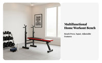 Space Saving Foldable Bench Press Rack Heavy-Duty Steel Construction Weightlifting Bench with Stand Padded Cushion Home Gym Equipment Non-Slip Feet for Fitness Enthusiasts