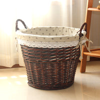Handwoven Wicker Storage Basket with Liner for Laundry, Toys, and Home Organization