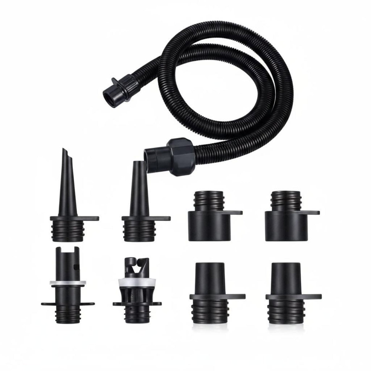 7 Pieces Long-Lasting PVC Inflatable Boat Air Valve Adapter Set Paddle Board Pump Hose with Nozzles for Beach