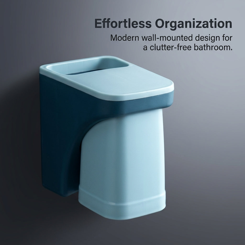 PP Suction Cup Bathroom Organizer Set with Mouthwash Cup Holder, Electric Toothbrush Holder with Cup Storage Rack for Shower