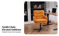 360-Degree rotate Upholstered Shell Chair with casters Elegant Design Rolling Seat Height Adjustable Vanity Stool Soft Upholstery for Home Workers, Beauticians, Students, Nail Salon, Bedroom, Study Room