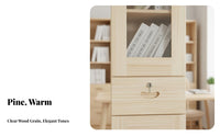 Modern Design Bookcase with Glass Doors Multi-Functional Glass Door Hutch Dust Protection Storage Furniture Sturdy Construction for Book Lovers, Collectors, Homeowners, Study Room, Home Office