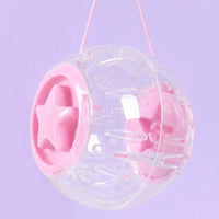 17cm Illuminated Stellar Sky Hamster Orb, Transparent Hamster Spheres for Dwarf Hamsters and Guinea Pigs, Silent Freestanding Exercise Toy with Strap