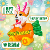 Inflatable Easter Bunny Colorful Easter Bunny Yard Figure Festive Design Outdoor Inflatable Bunny for Kids, Holiday Enthusiasts, Garden, Lawn, Outdoor