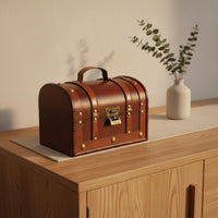 Vintage Wooden Box Decorative Retro Treasure Chest Antique Design Chest Metal Hardware Vintage Storage Trunk for Shelf Decor