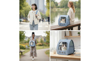 Structured Cat Backpack Carrier Portable Pet Carrier with Mesh Panels Ventilated Cat Travel Backpack Breathable for Vet Visits, Outdoor Outings