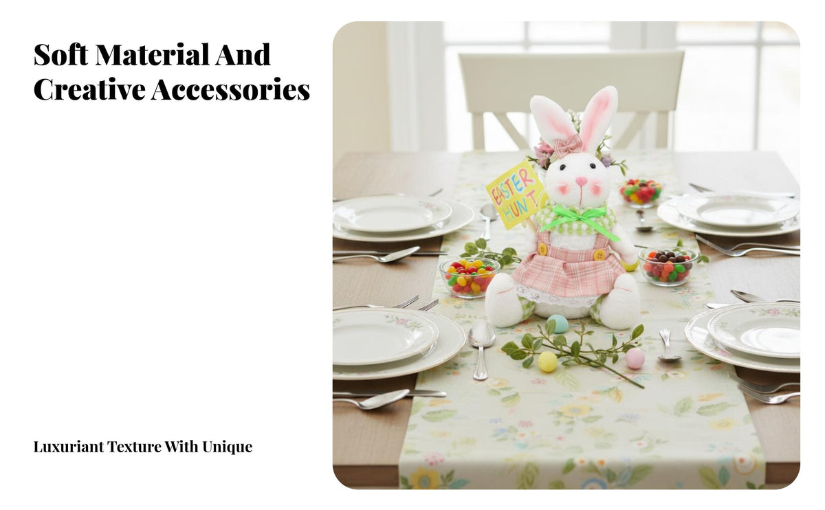 Easter Bunny Stuffed Toy Festive Light-up Bunny Doll Cute Textile Hare Figurine for Kids, Window Display, Party