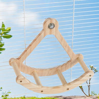 Pirate Ship Parrot Toy with Mirror, Solid Wood Play Stand with 2 Perches, Wooden Parrot Toys and Parrot Perch Gym for Parakeets Cockatiels Bird Play