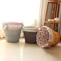 Handwoven Wicker Storage Basket with Liner for Laundry, Toys, and Home Organization