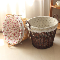 Handwoven Wicker Storage Basket with Liner for Laundry, Toys, and Home Organization