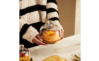 Acacia Wood Serving Plate with Glass Dome Dustproof Wood Base Dessert Dome Wooden Base Cover Jar Finely Polished for Parties