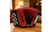 Russian Accordion Non-Slip Textured Keys Chromatic Button Accordion Includes Straps and Backpack Musical Instrument for Concert