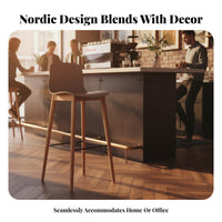 Nordic Design Molded Seat High Stool Modern Simple Design Bar Chair Built-in Footrest Seating Furniture Ergonomic Backrest for Homeowners, Business Owners, Entertainers, Kitchen Island, Restaurant, Reception Area, Pantry